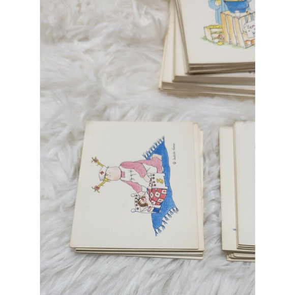 Vintage 1989 Judith Nemo Mama's Little Dumplings Set of 59 Mini Blank Cards - Picture 2 of 8